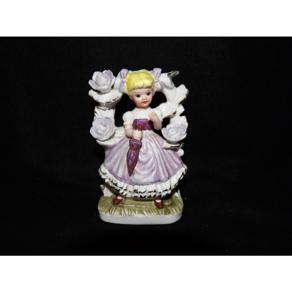 Vintage Girl Under Flower Trellis Figurine
